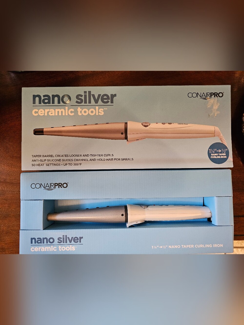 Conair Pro Nano Silver Ceramic Taper Curling Iron - White NEW